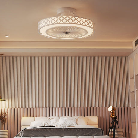 Ventilador de techo de 19 pulgadas con luz, perfil bajo, montaje empotrado - Blanco