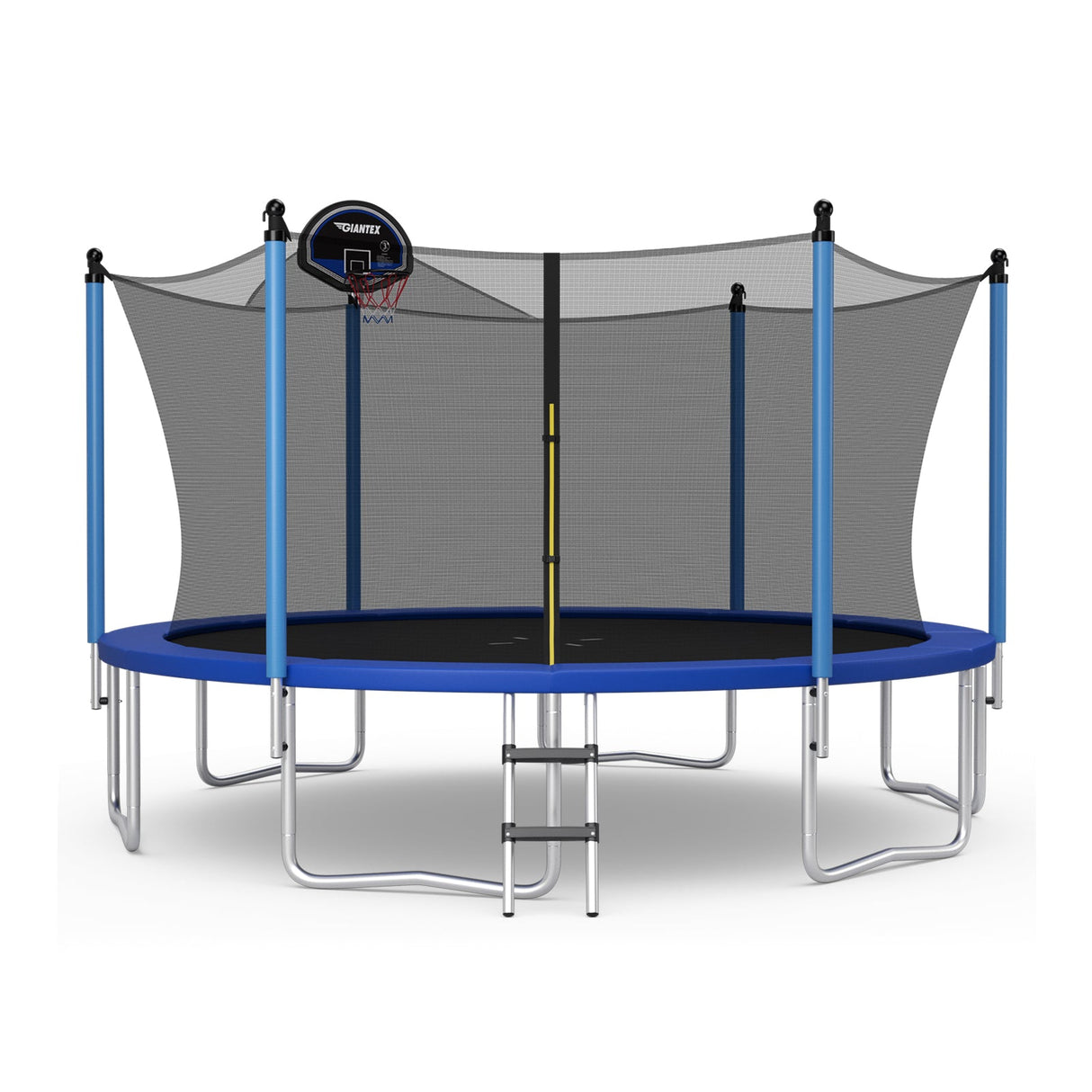 Cama elástica recreativa para exteriores con escalera y red de seguridad