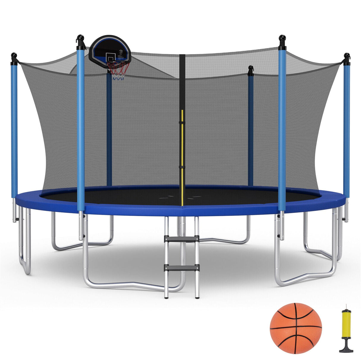 Cama elástica recreativa para exteriores con escalera y red de seguridad
