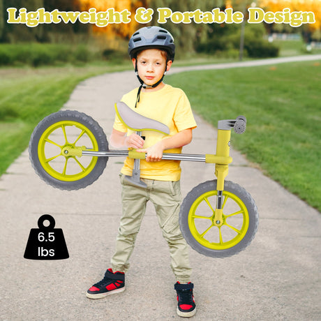 Bicicleta de Equilibrio de 12 Pulgadas con Asiento Ajustable y Manillar Giratorio
