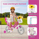 Bicicleta para niños de 12 pulgadas con ruedas de entrenamiento y sistema de 2 frenos para 3
