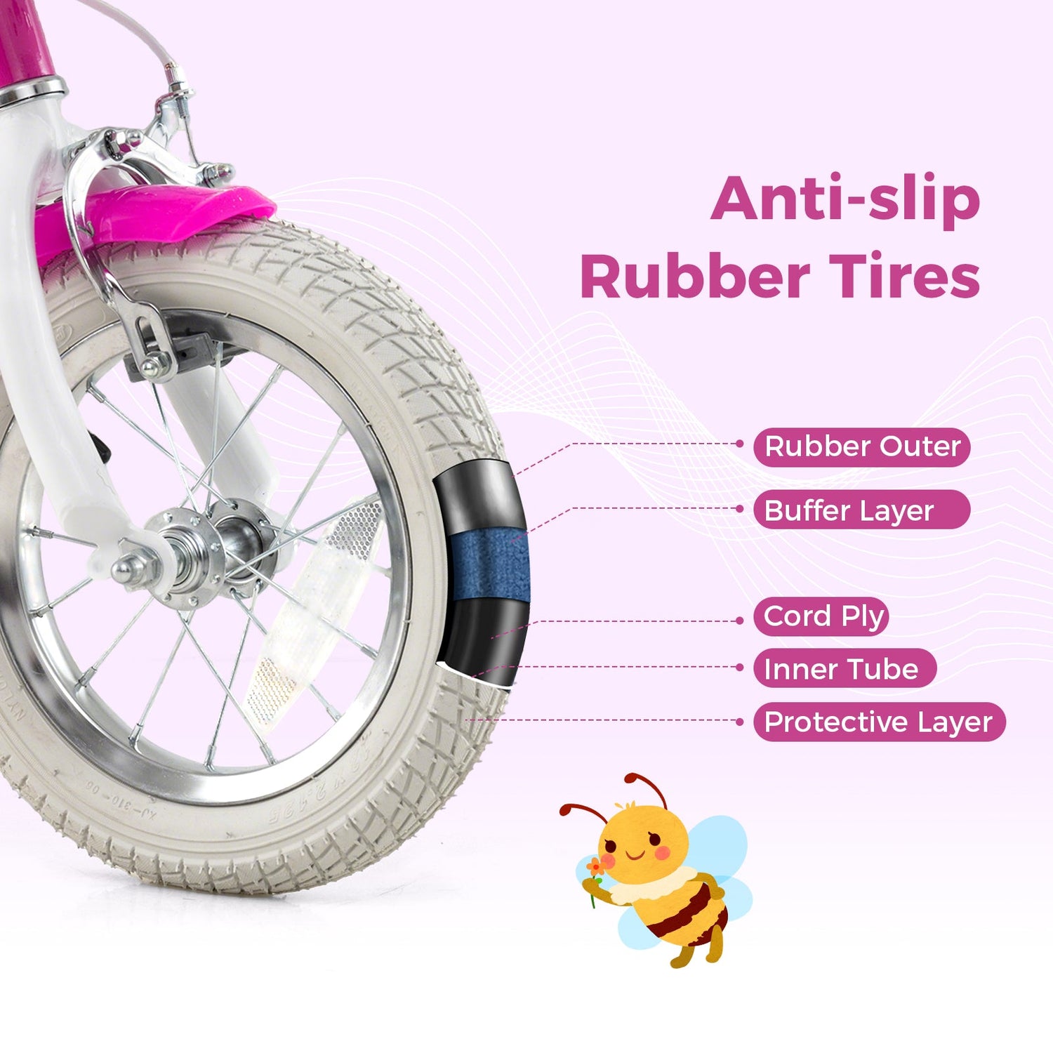 Bicicleta para niños de 12 pulgadas con ruedas de entrenamiento y sistema de 2 frenos para 3