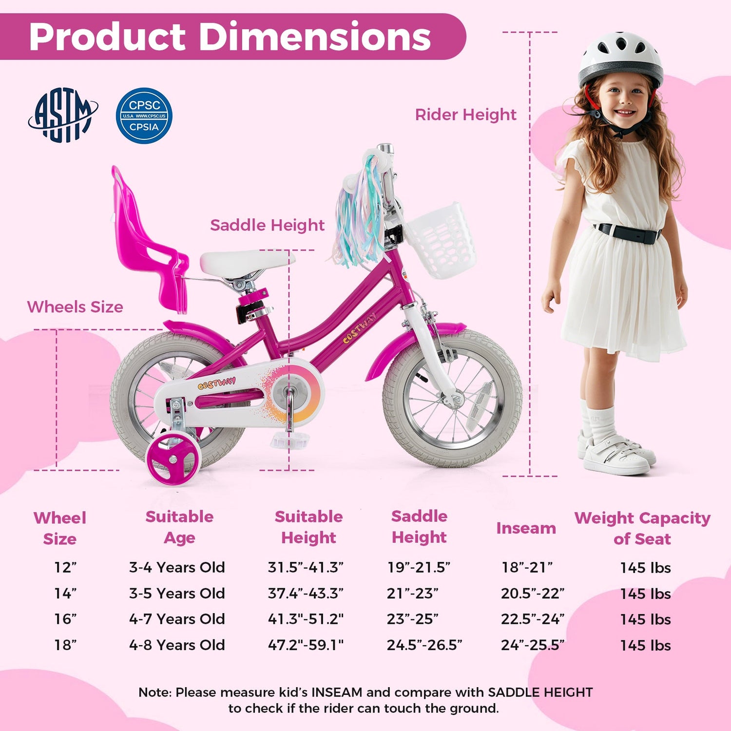 Bicicleta para niños de 12 pulgadas con ruedas de entrenamiento y sistema de 2 frenos para 3