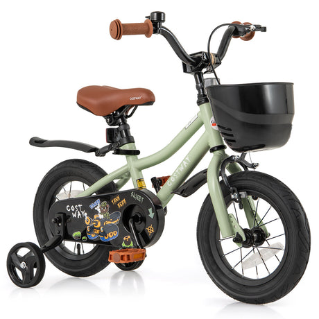 Bicicleta infantil de 14 pulgadas ajustable con ruedas de entrenamiento para niños de 3 a 5 años