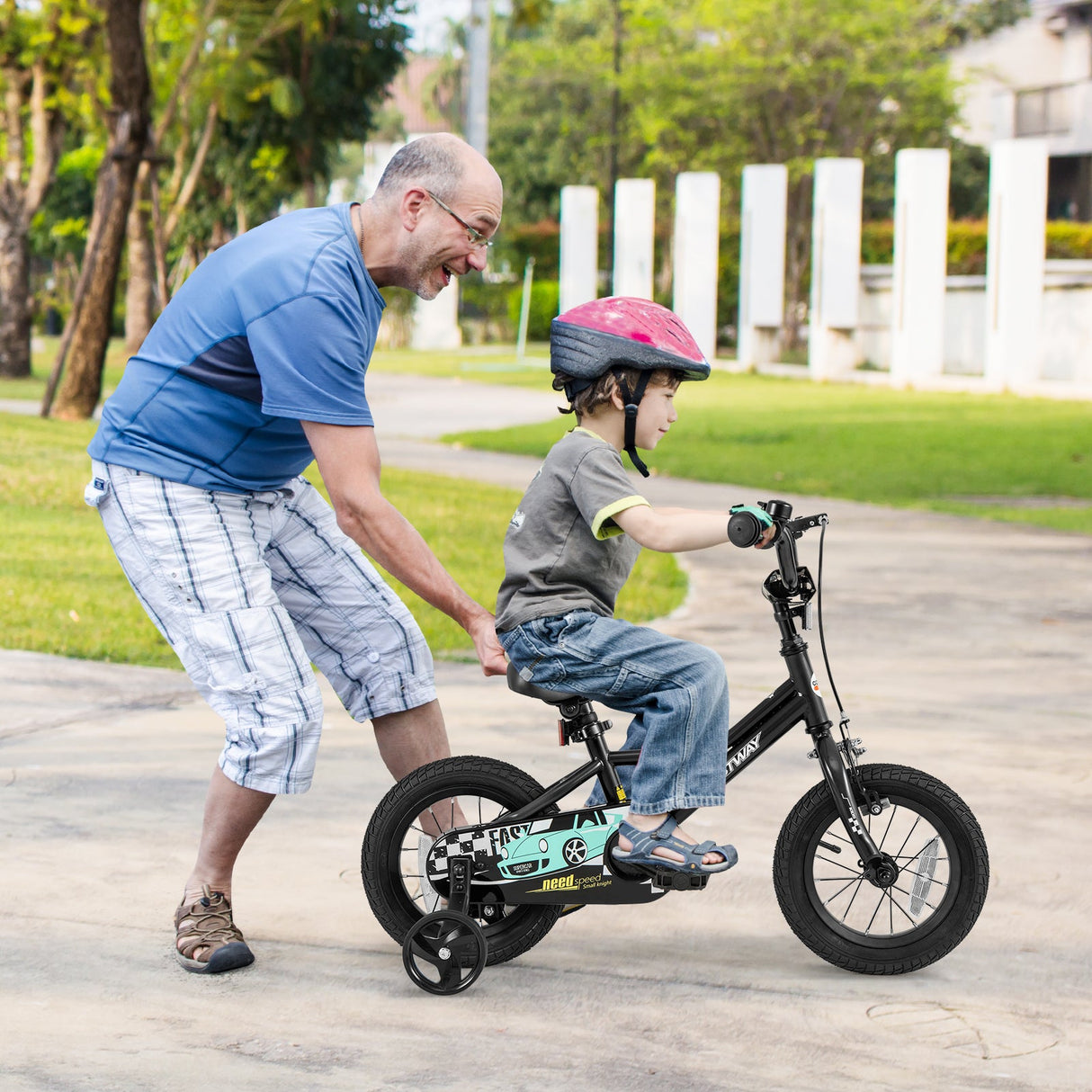 Bicicleta infantil de 12 pulgadas, ajustable para niños de 3 a 4 años, con cuadro de paso bajo