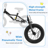 Bicicleta infantil de 12 pulgadas, ajustable para niños de 3 a 4 años, con cuadro de paso bajo