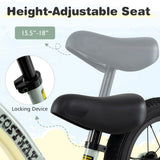 Bicicleta de equilibrio de 12 pulgadas con asiento ajustable y manillar giratorio para mayores de 36 meses
