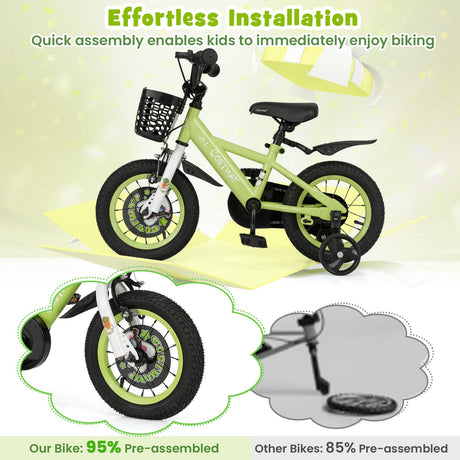 Bicicleta para niños de 14 pulgadas ajustable con ruedas de entrenamiento desmontables para niños de 3 a 5 años - 14 pulgadas