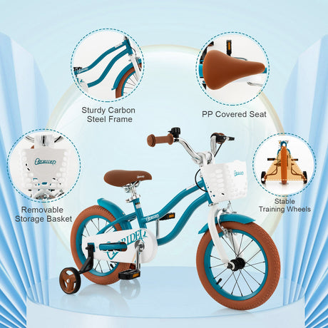 Bicicleta para niños de 12 pulgadas ajustable con cesta extraíble para 3-4 años - 12 pulgadas