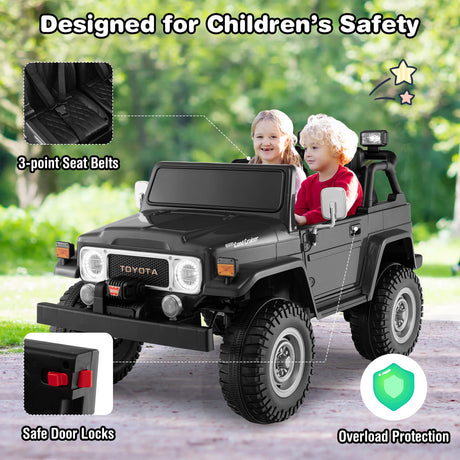 Coche Toyota FJ40 de 12 V con licencia para niños, con 2 asientos y control remoto 2.4G