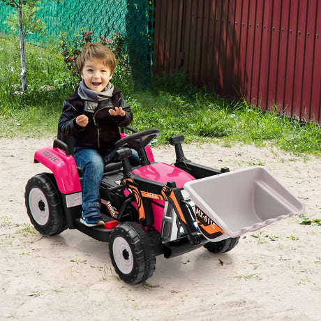 Excavadora montable para niños de 12 V con batería, brazo y pala ajustables