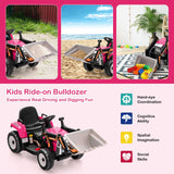 Excavadora montable para niños de 12 V con batería, brazo y pala ajustables