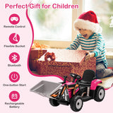 Excavadora montable para niños de 12 V con batería, brazo y pala ajustables