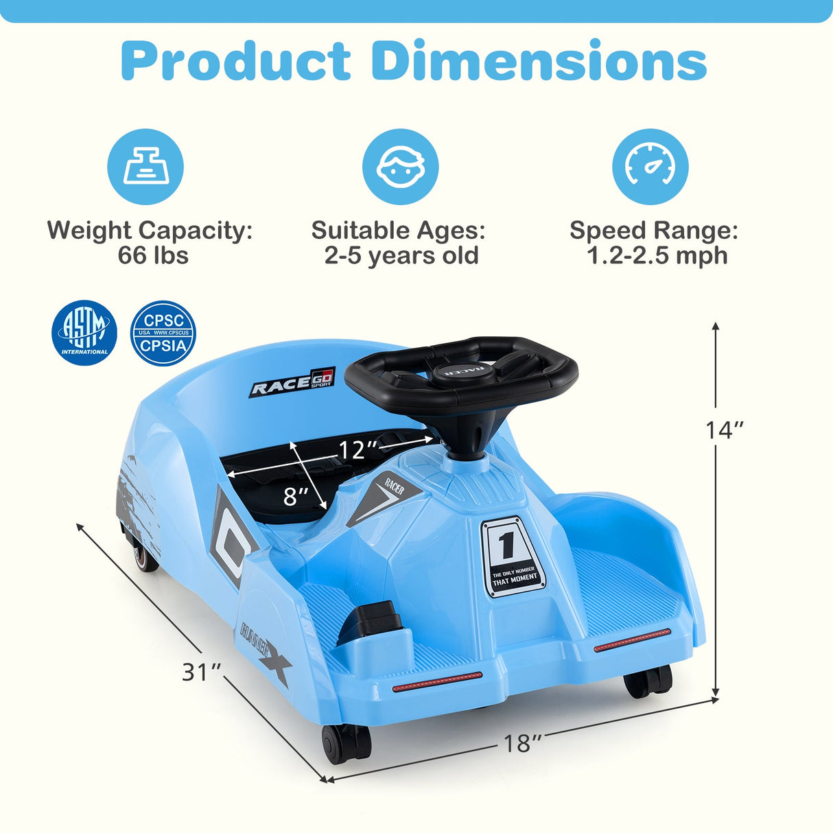 Go Kart eléctrico de limpieza de 12 V con mopa desmontable y control remoto