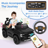 Coche eléctrico de 12V con licencia Ford Ranger para niños, con control remoto y música