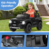 Coche eléctrico de 12V con licencia Ford Ranger para niños, con control remoto y música