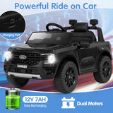 Coche eléctrico de 12V con licencia Ford Ranger para niños, con control remoto y música