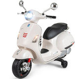 12V Kids Electric Motorcycle Licensed VESPA with Music and Training Wheels