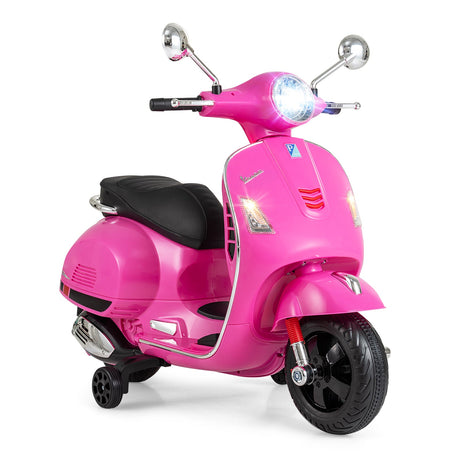 Moto eléctrica de 12 V para niños VESPA con licencia, música y ruedas de entrenamiento