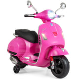12V Kids Electric Motorcycle Licensed VESPA with Music and Training Wheels