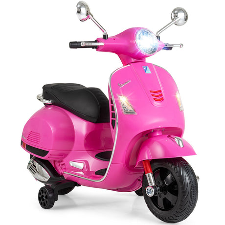 Moto eléctrica de 12 V para niños VESPA con licencia, música y ruedas de entrenamiento