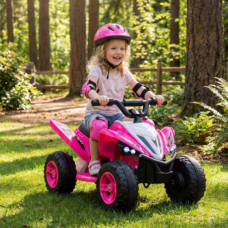ATV de 12 V para niños de cuatro ruedas con luces LED y velocidad máxima de 11,2 km/h