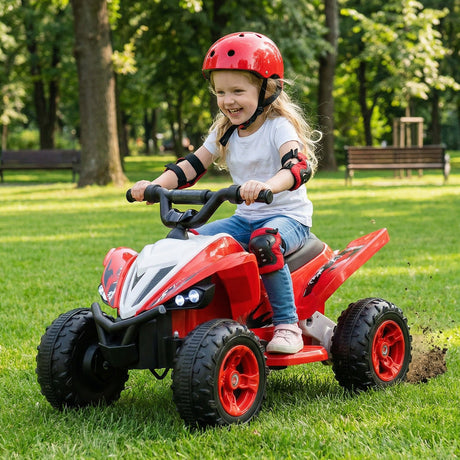 ATV de 12 V para niños de cuatro ruedas con luces LED y velocidad máxima de 11,2 km/h