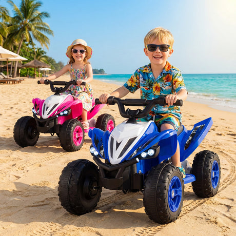 ATV de 12 V para niños de cuatro ruedas con luces LED y velocidad máxima de 11,2 km/h
