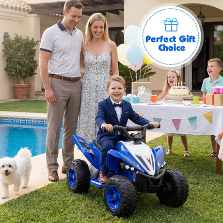 ATV de 12 V para niños de cuatro ruedas con luces LED y velocidad máxima de 11,2 km/h
