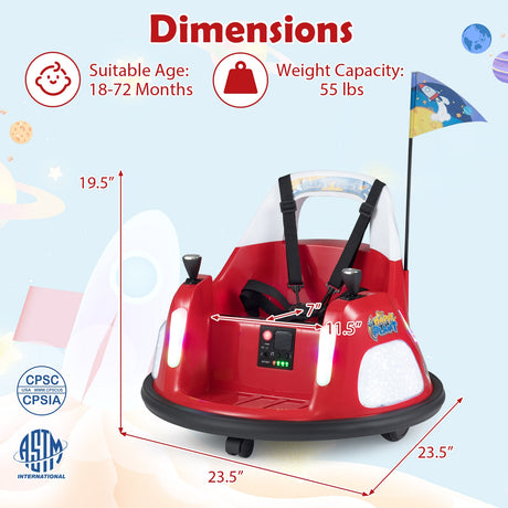 Coche de choque para niños de 12V con control remoto y luces intermitentes
