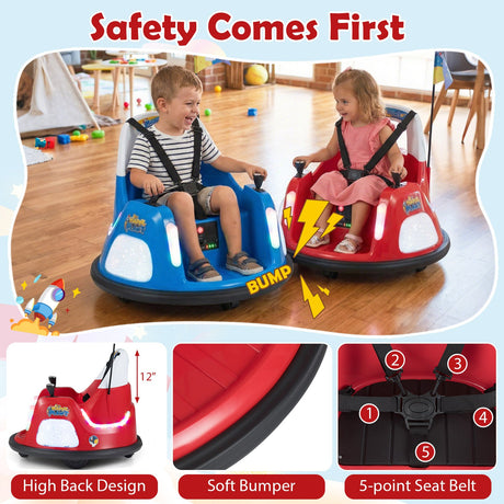 Coche de choque para niños de 12V con control remoto y luces intermitentes