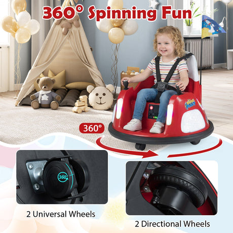 Coche de choque para niños de 12V con control remoto y luces intermitentes
