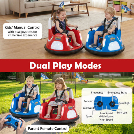 Coche de choque para niños de 12V con control remoto y luces intermitentes