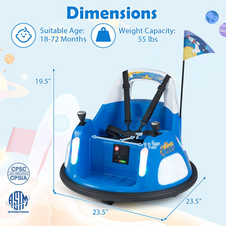 Coche de choque para niños de 12V con control remoto y luces intermitentes
