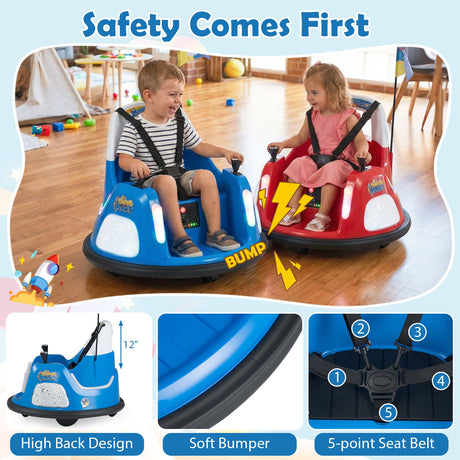 Coche de choque para niños de 12V con control remoto y luces intermitentes