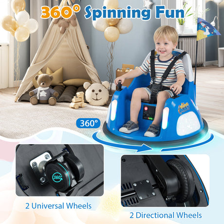 Coche de choque para niños de 12V con control remoto y luces intermitentes