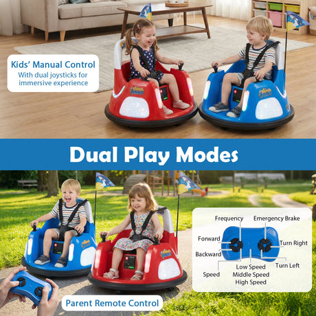 Coche de choque para niños de 12V con control remoto y luces intermitentes