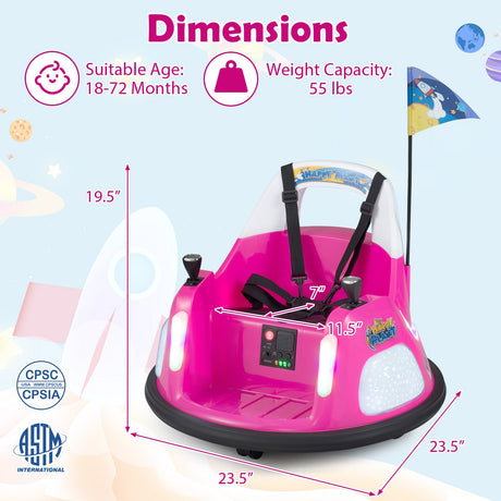 Coche de choque para niños de 12V con control remoto y luces intermitentes