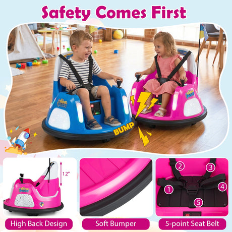 Coche de choque para niños de 12V con control remoto y luces intermitentes