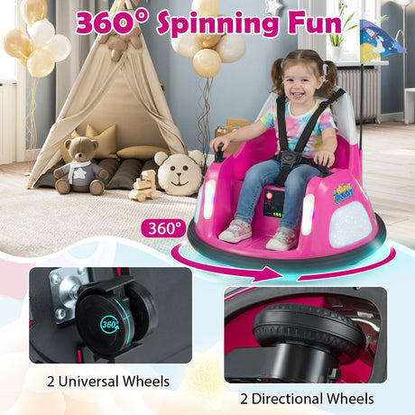 Coche de choque para niños de 12V con control remoto y luces intermitentes