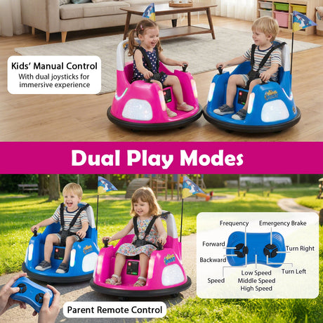 Coche de choque para niños de 12V con control remoto y luces intermitentes