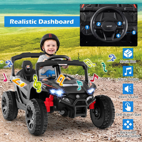 Coche Eléctrico UTV de 12V para Niños con Luces LED, Música y Bocina