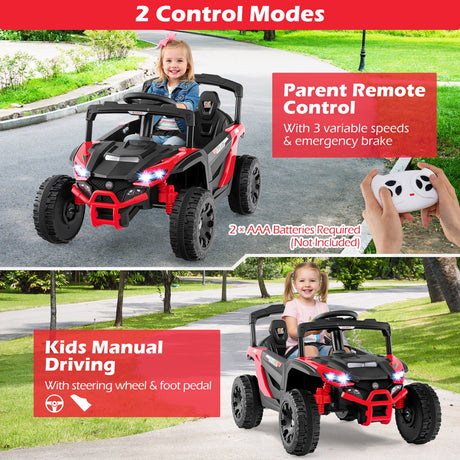 Coche Eléctrico UTV de 12V para Niños con Luces LED, Música y Bocina
