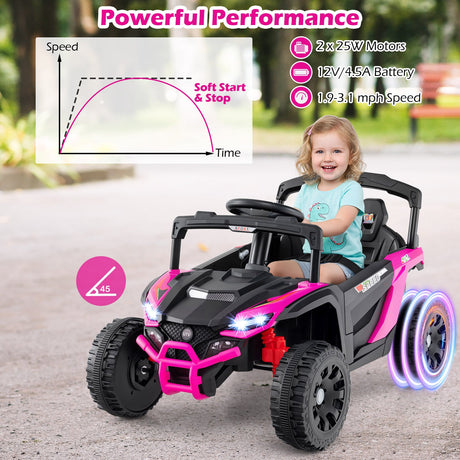 Coche Eléctrico UTV de 12V para Niños con Luces LED, Música y Bocina