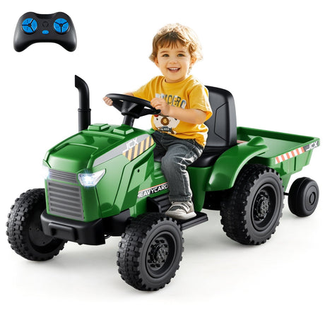 Tractor montable para niños 2 en 1 de 12 V con remolque y cambio de 3 marchas