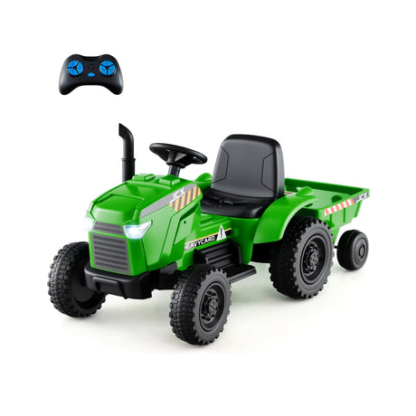 Tractor montable para niños 2 en 1 de 12 V con remolque y cambio de 3 marchas