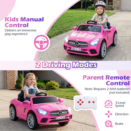 Coche Eléctrico Infantil Mercedes-Benz 12V con Control Remoto y Música