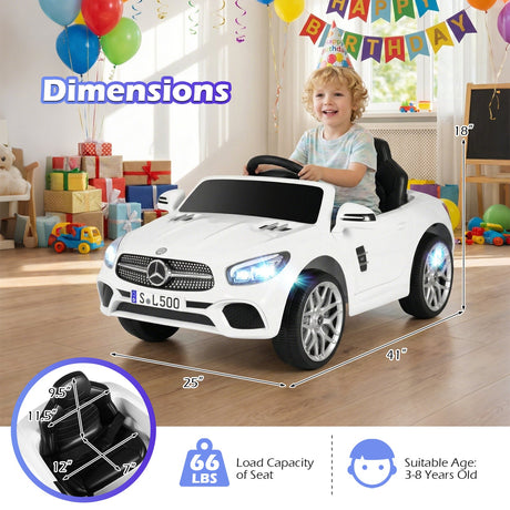 Coche Eléctrico Infantil Mercedes-Benz 12V con Control Remoto y Música