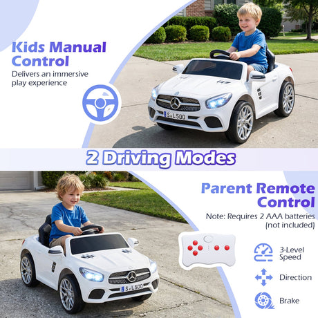 Coche Eléctrico Infantil Mercedes-Benz 12V con Control Remoto y Música