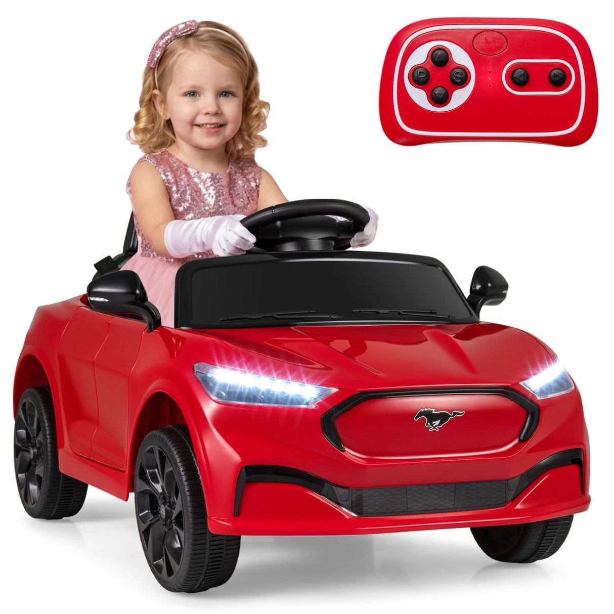 Coche eléctrico infantil 12V Ford Mach E con licencia, control parental y bocina